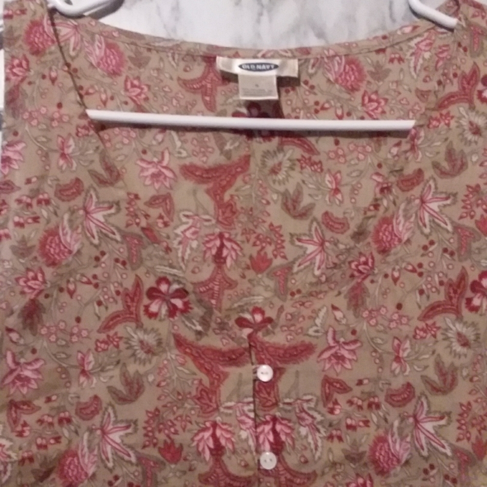 Old Navy Floral Top Sleeveless Small‎ ~ Brown & Red